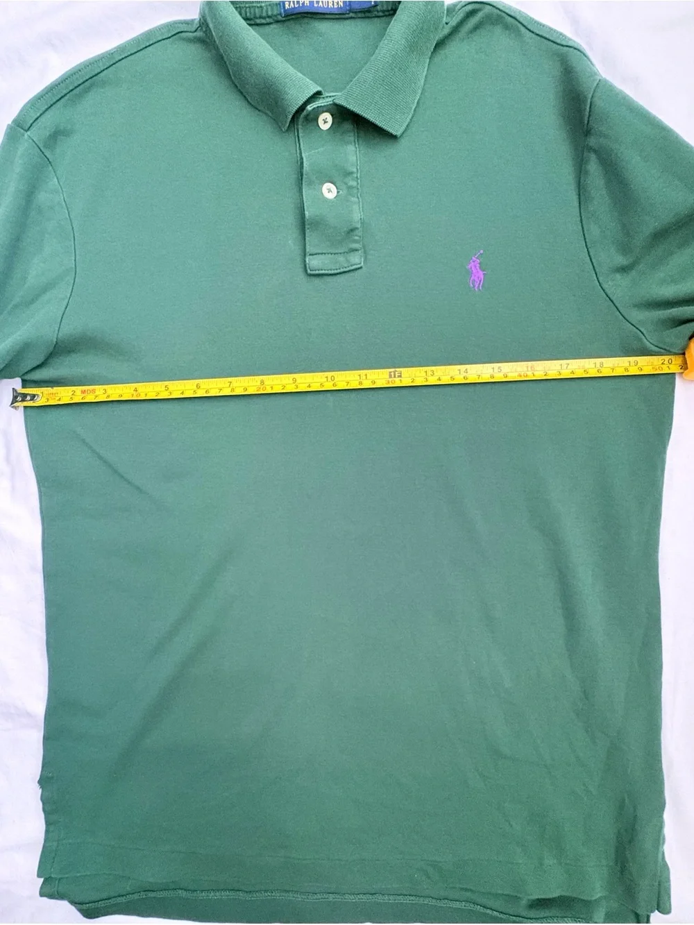 Polo Ralph Lauren Green Long Sleeve Polo Shirt Purple Pony Mens M